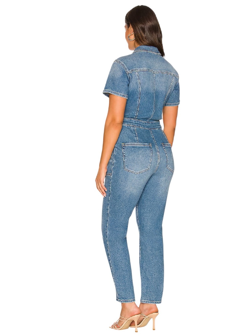 Good American Fit For Success Denim Jumpsuit NWT Medium Utility Chic Blue - Picture 7 of 14